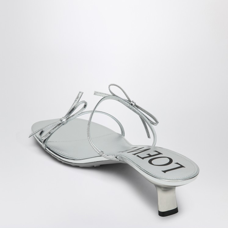 【関税&送料込】Loewe Sandals Silver Loewe Women's Silver 100mm Metallic Bow Stiletto Sandals