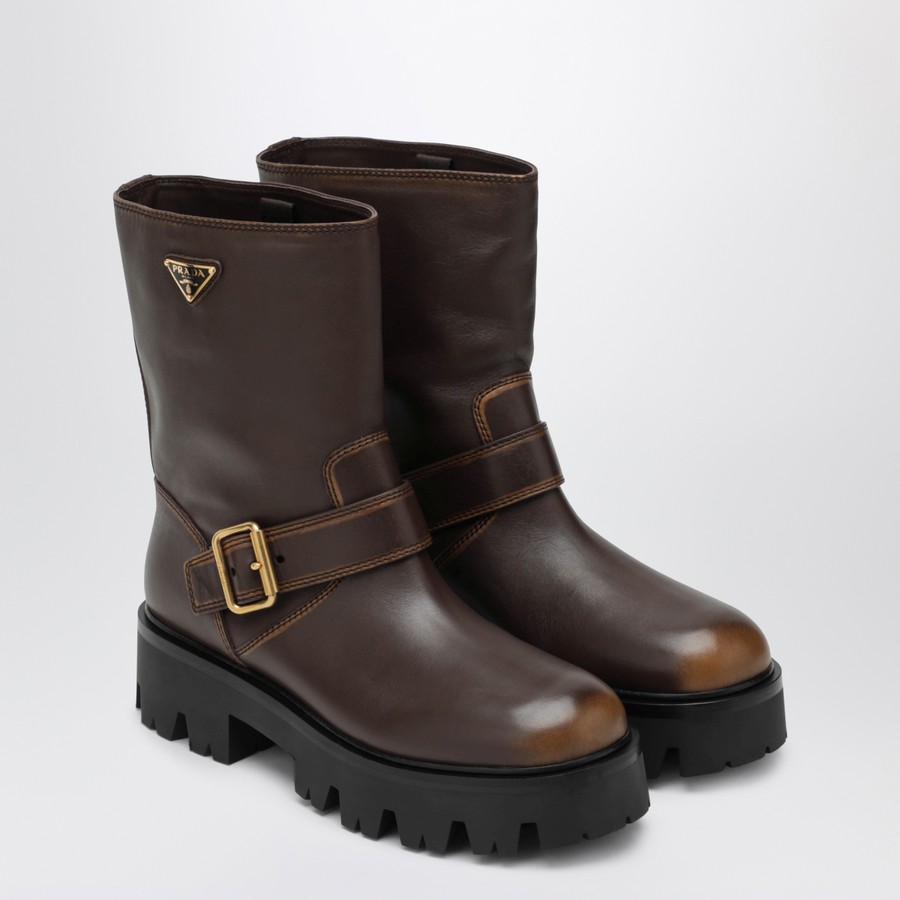 Prada Cocoa-colored leather ankle boots | TheDoubleF