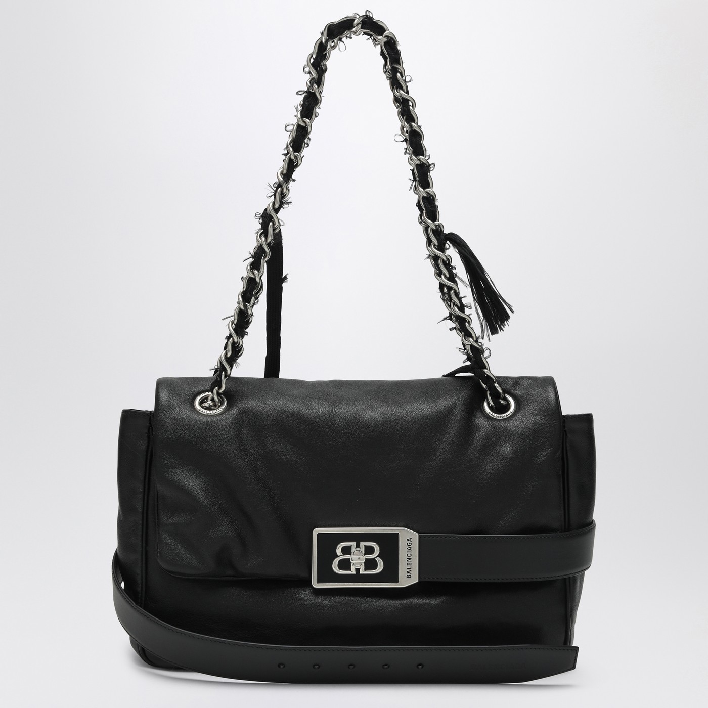 ショルダーバッグ・ポシェット BALENCIAGA BLACK LEATHER MODU SHOULDER BAG Balenciaga Medium black leather shoulder bag Modu | TheDoubleF