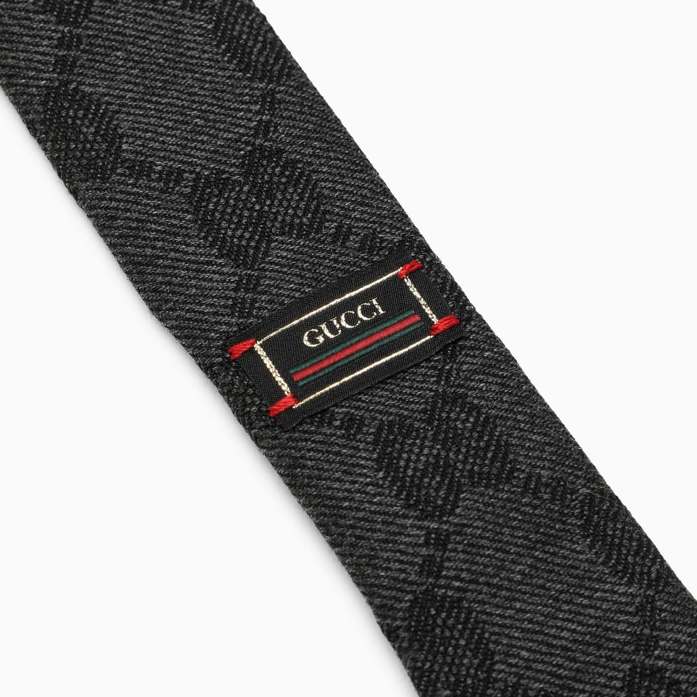 GUCCI GG jacquard black wool tie TheDoubleF