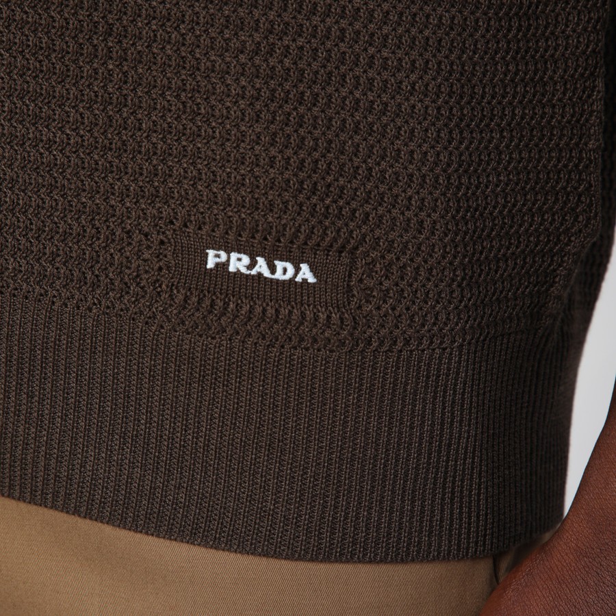 Prada Short-sleeved polo in brown silk blend | TheDoubleF