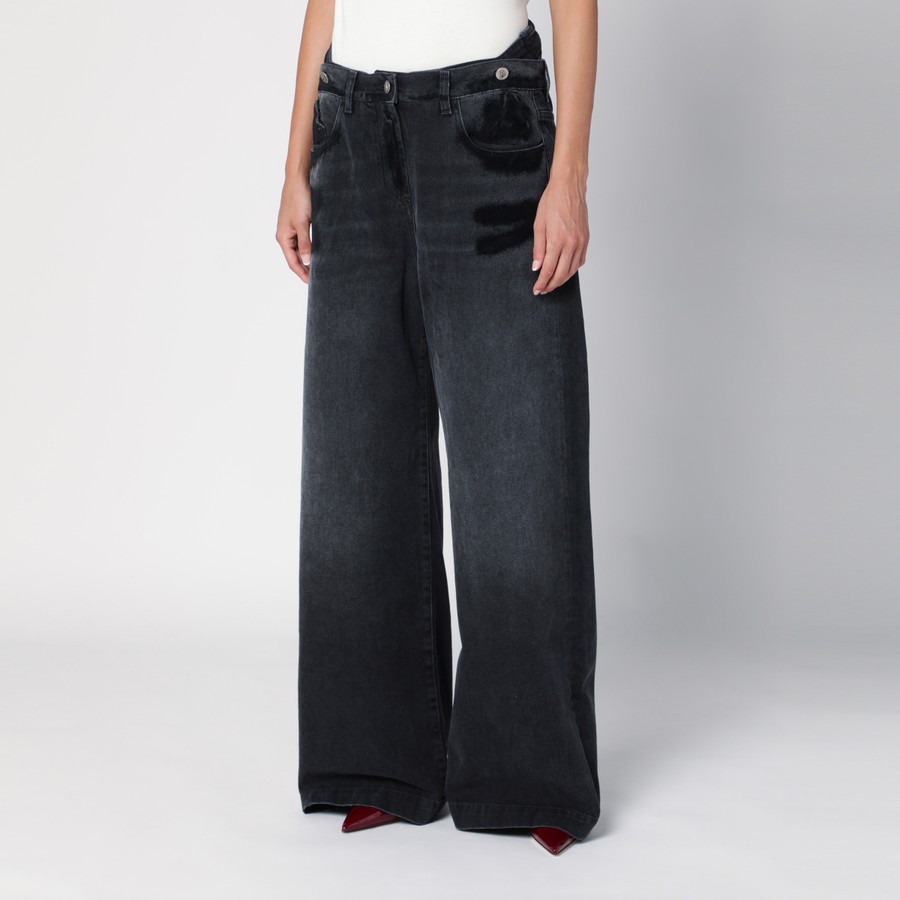 デニム・ジーパン THE ATTICO Woman Jeans Black 248WCP190D075 100 The Attico Wide black washed denim jeans | TheDoubleF