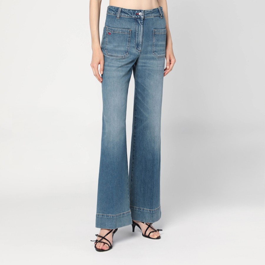 Victoria Beckham Wide jeans in faded blue | TheDoubleF