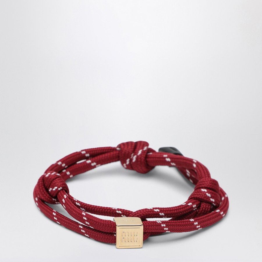 ブレスレット MiuMiu BRACELET (5IB5383L74 F0002) Miu Miu Amaranth rope and nylon bracelet | TheDoubleF