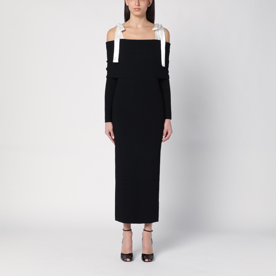 ワンピースその他 ROTATE Birger Christensen Black midi dress with bows ROTATE Birger Christensen Black midi dress with bows