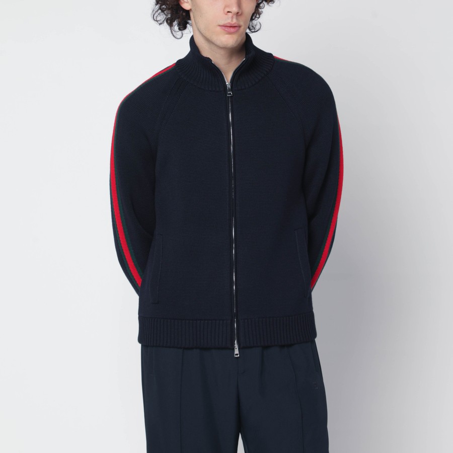 GUCCI Dark blue wool zip-up cardigan | TheDoubleF