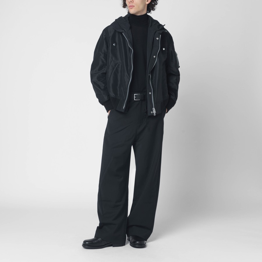 Sacai Black nylon jacket with double zip | TheDoubleF