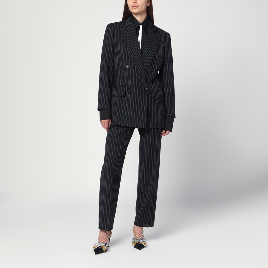 パンツ MAX MARA BLACK PINSTRIPED WOOL TROUSERS Max Mara Black pinstriped wool trousers | TheDoubleF