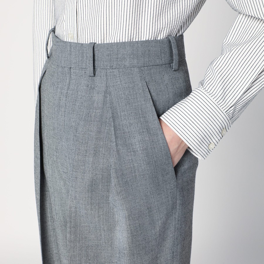 パンツ SAINT LAURENT Woman Pants Grey 824389Y7K17 9787 Saint Laurent Wide light grey wool trousers | TheDoubleF