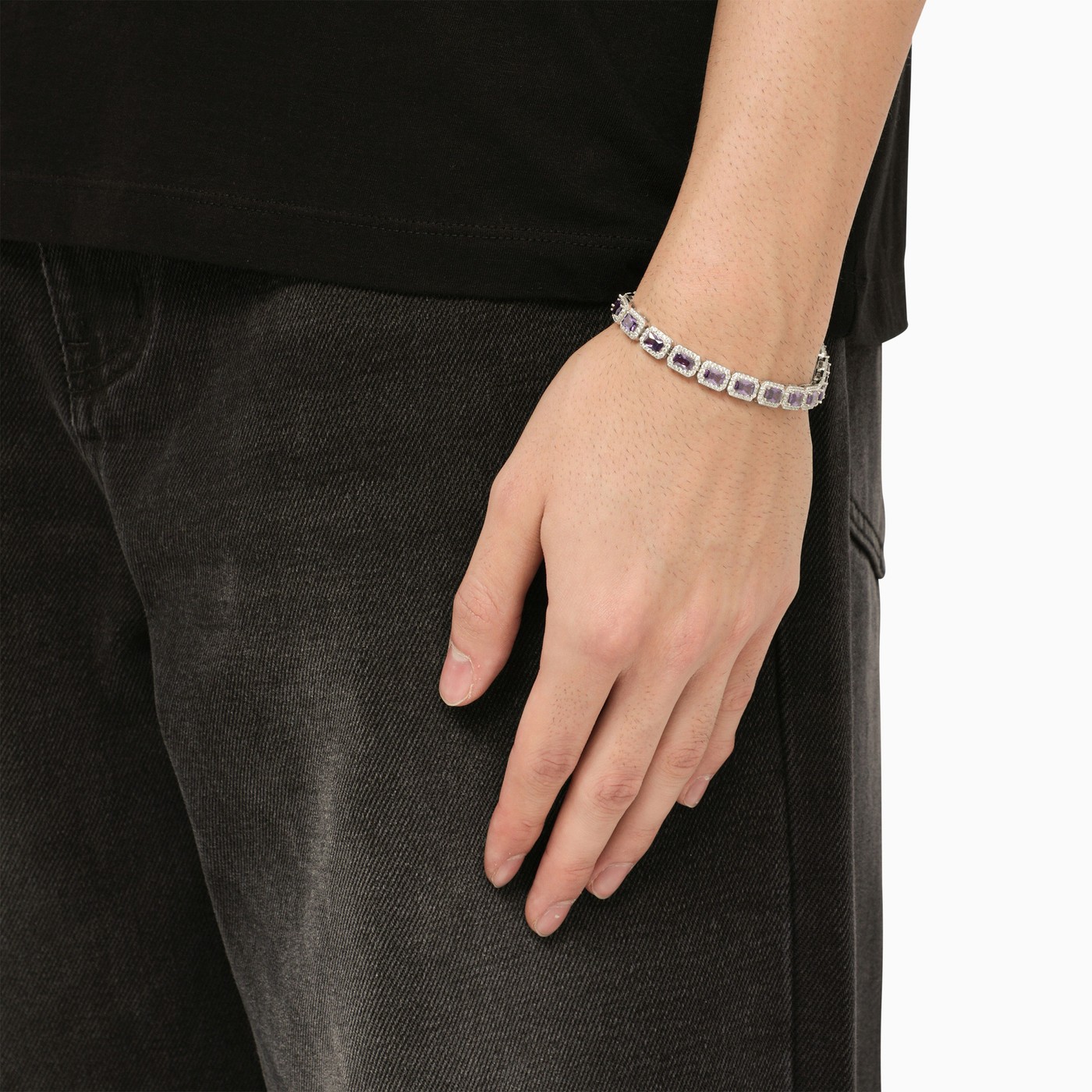 Hatton Labs Silver bracelet with white/lilac zircons TheDoubleF