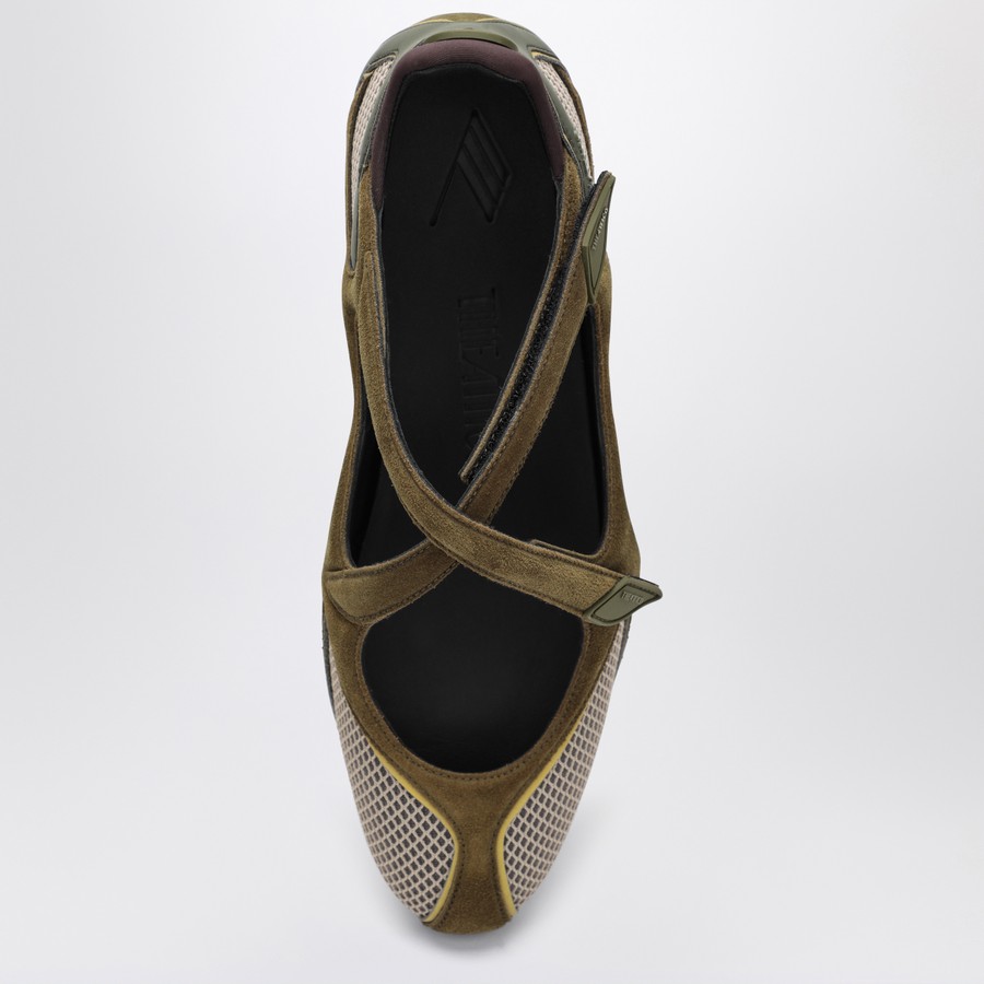 フラットシューズ THE ATTICO Floor 01 mesh suede Ballerinas Flat Military Attico Floor 01 Mesh And Suede Ballerinas Flat In Military