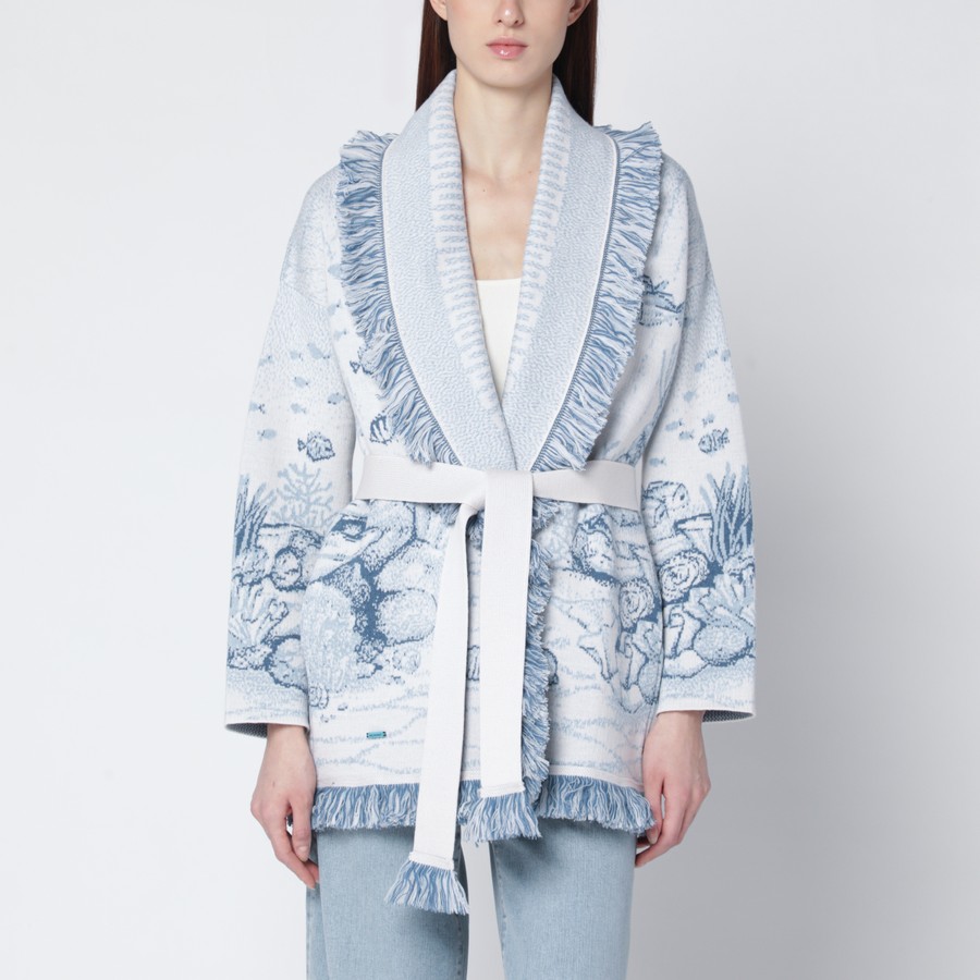 Alanui Deep In The Ocean cardigan in white/light blue | TheDoubleF