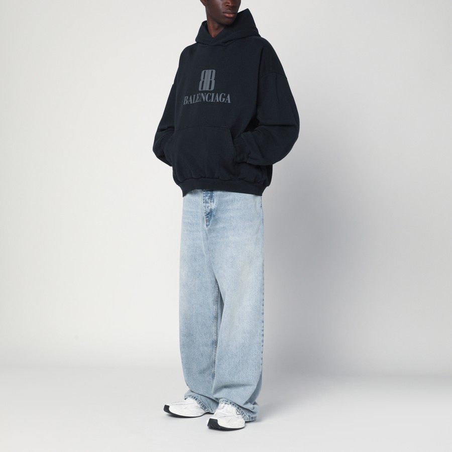 パーカー・フーディ BALENCIAGA FW25 'Nano BB' hoodie (767877TSVO3 1083) Men's Nano Bb Hoodie Medium Fit in Black Faded | Balenciaga US
