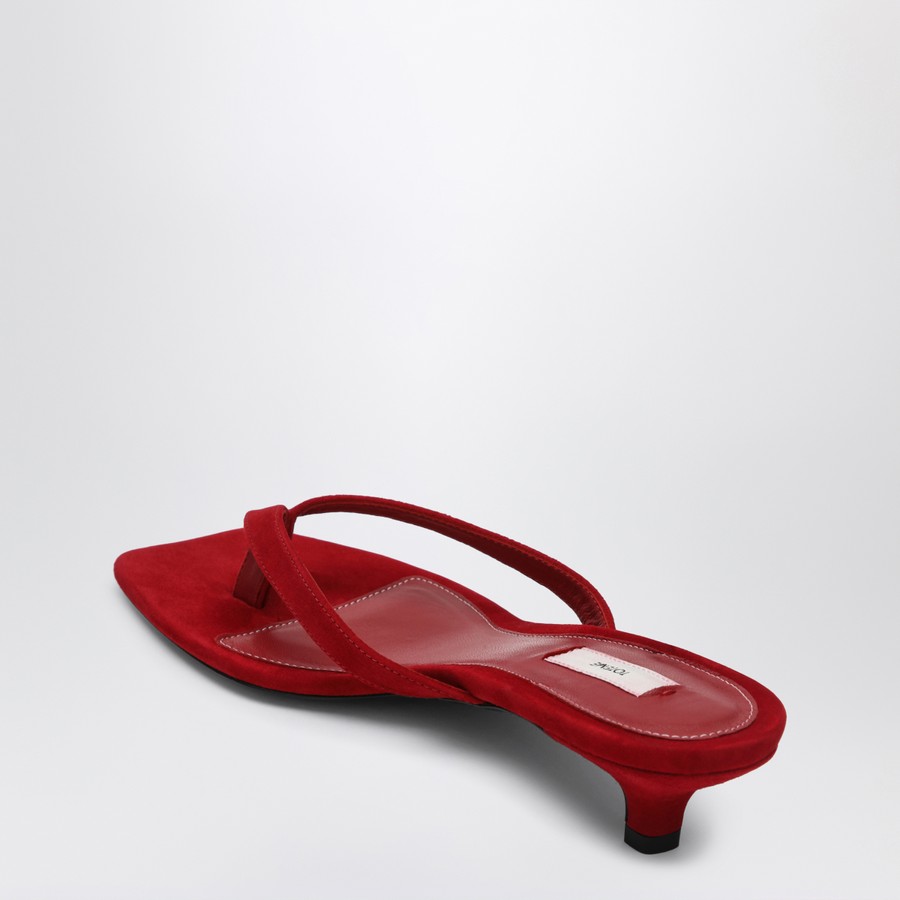 TOTEME Red thong sandal with heel in suede | TheDoubleF