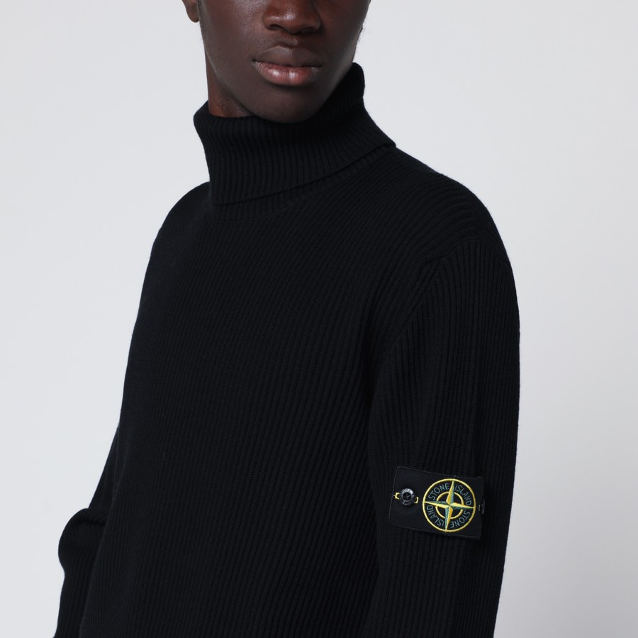 Stone Island Black ribbed turtleneck sweater | TheDoubleF