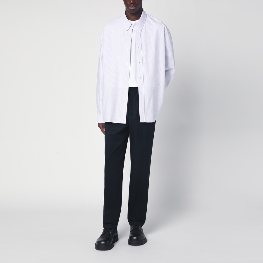 STUDIO NICHOLSON White/Lilac cotton button-down shirt