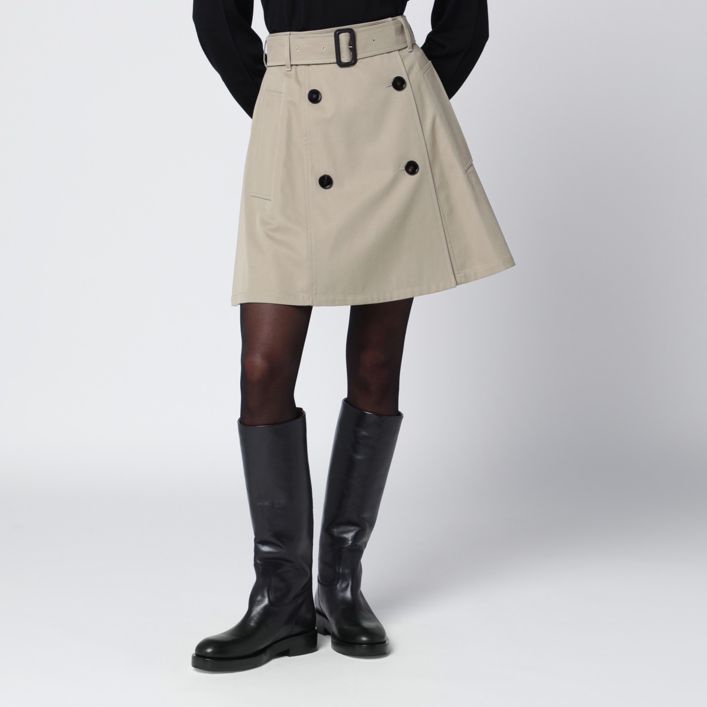 Burberry Mini-jupe trench beige en gabardine TheDoubleF