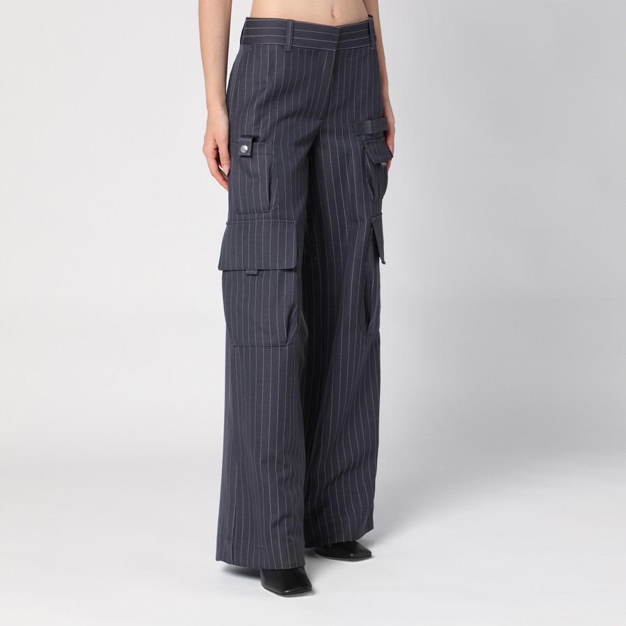 Off-White™ Wide grey pinstripe cargo trousers | TheDoubleF