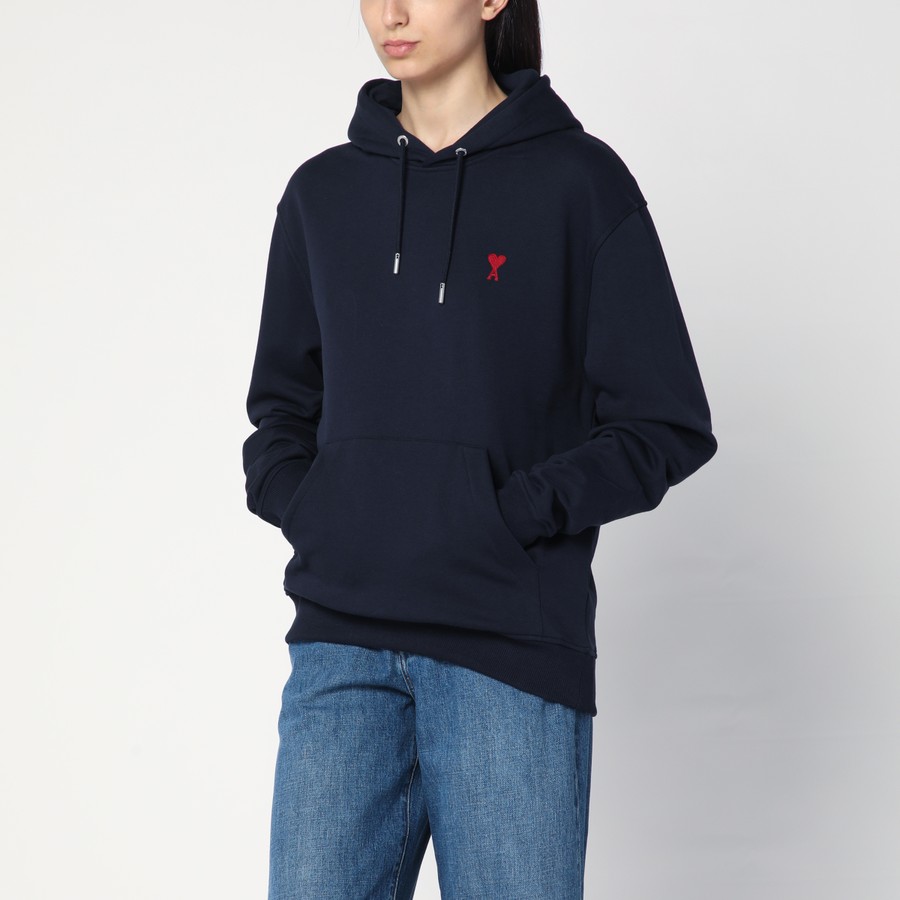 Ami Paris Ami De Coeur navy blue hoodie | TheDoubleF
