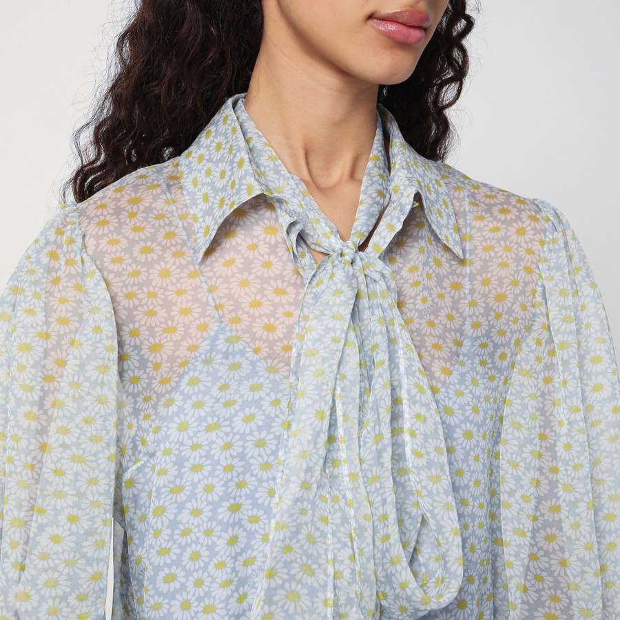 Tシャツ・カットソー GUCCI SS25 Chiffon shirt (812225Z7AI4 1039) GUCCI Floral print chiffon silk shirt | TheDoubleF