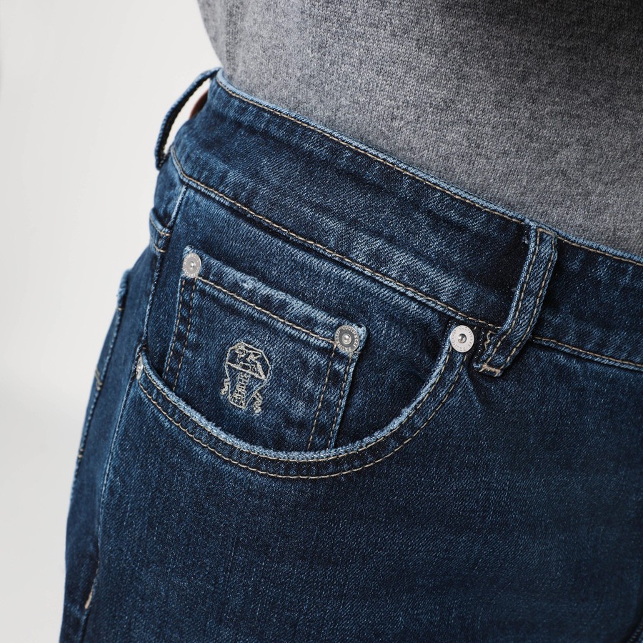 Brunello Cucinelli Dark blue jeans washed effect | TheDoubleF