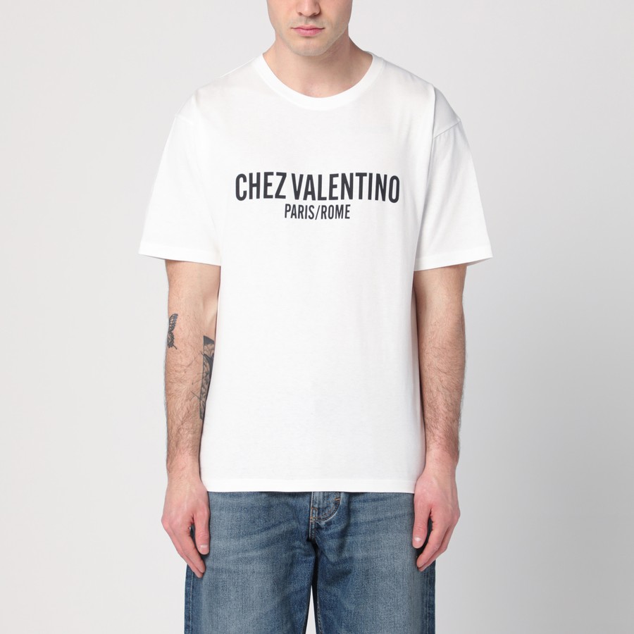 Valentino Ivory T-shirt with Chez Valentino print | TheDoubleF