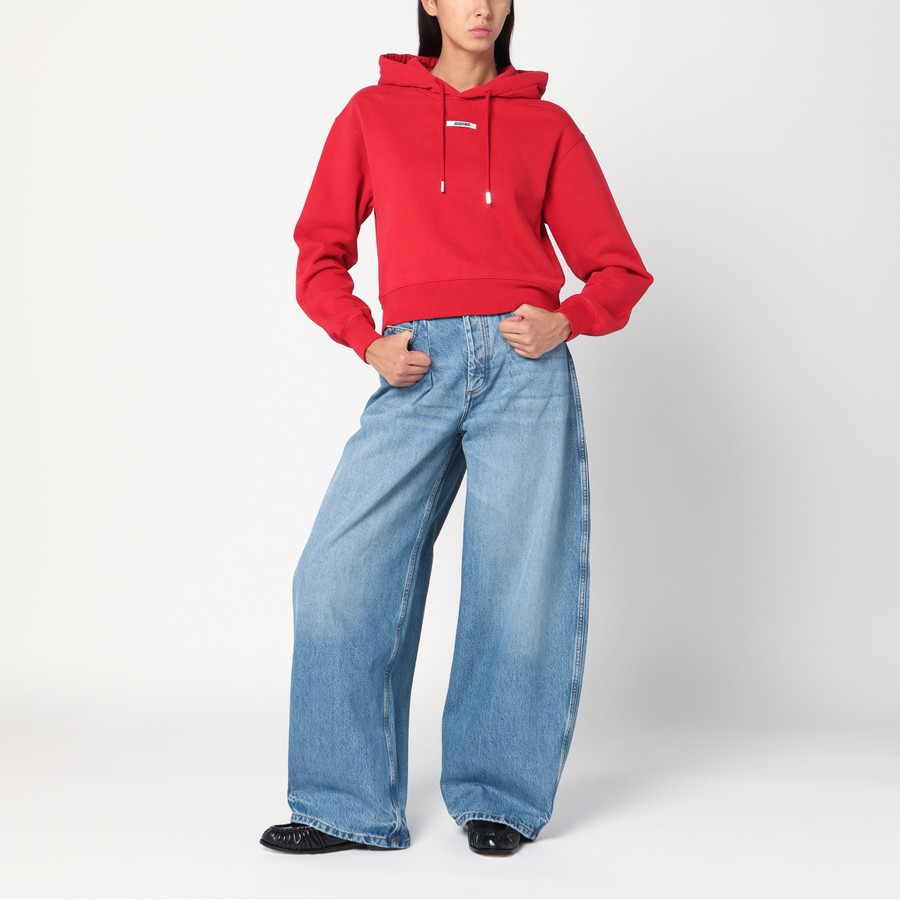 JACQUEMUS Red hoodie with logo patch | TheDoubleF