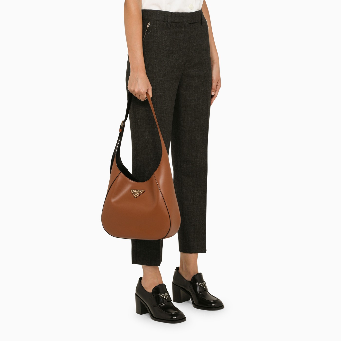 Prada Cognac leather shoulder bag TheDoubleF