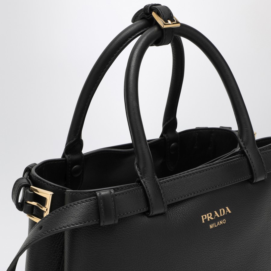 Prada Black leather small Buckle bag with belt | TheDoubleF