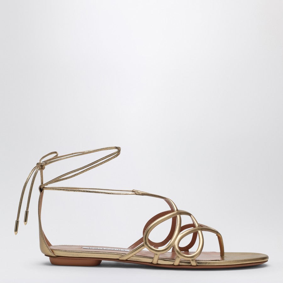 Aquazzura Low gold leather sandal | TheDoubleF
