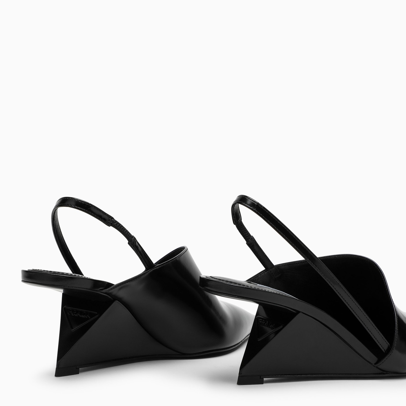 Prada Black brushed leather slingback pumps TheDoubleF