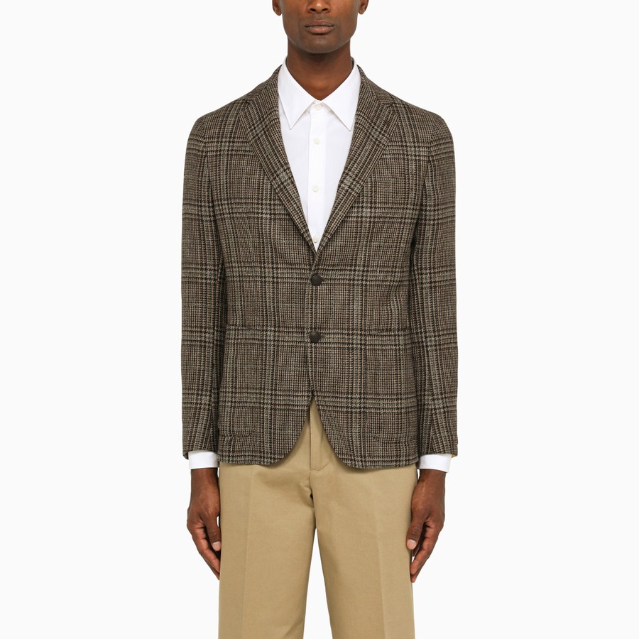 Teddy boucle gingham jacket stone vanilla Clearance