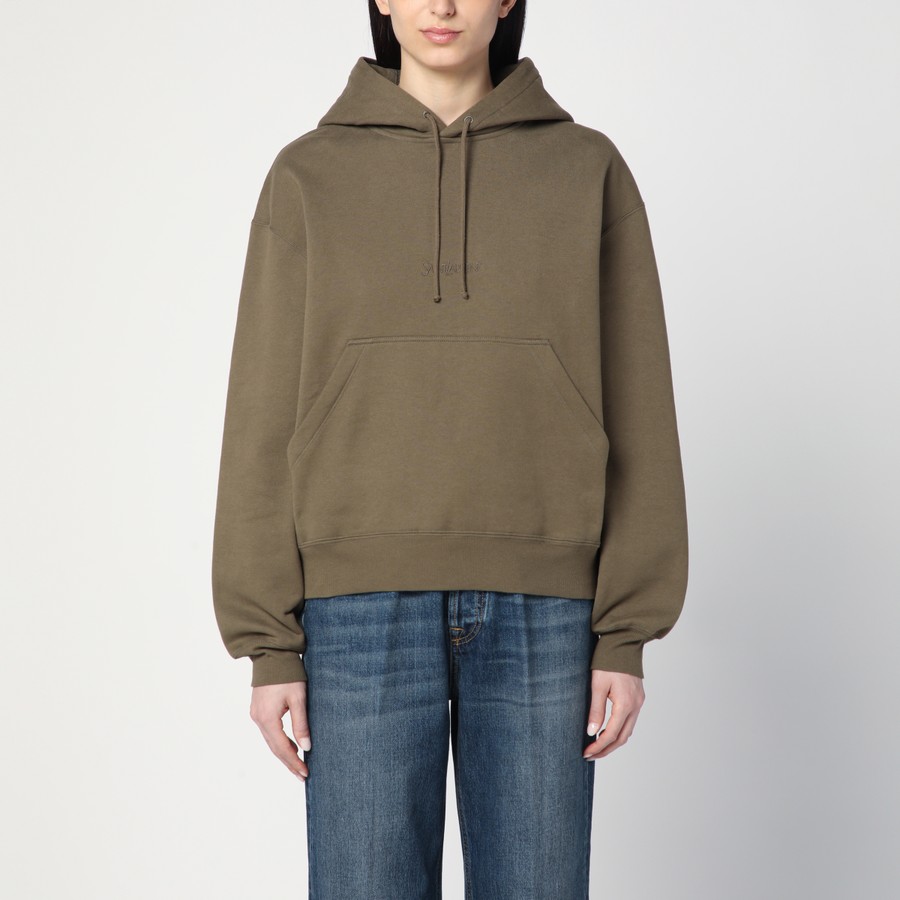 Saint Laurent Felpa con cappuccio verde kaki | TheDoubleF