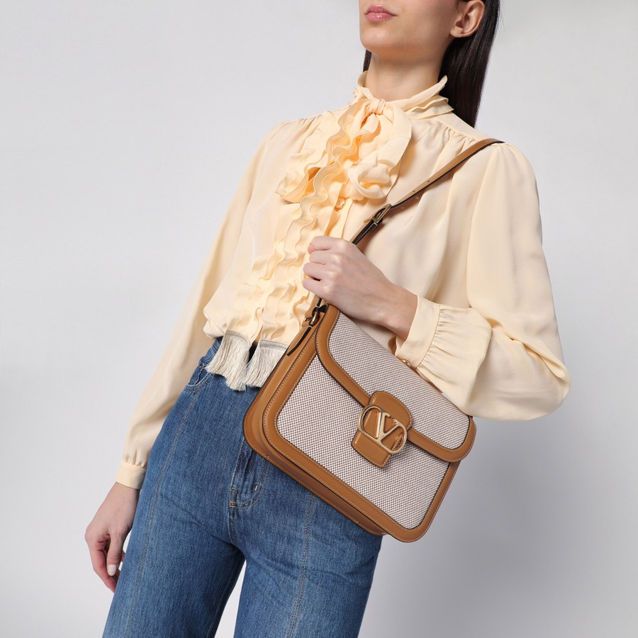 ショルダーバッグ・ポシェット VALENTINO GARAVANI 9TO5 BEIGE CANVAS AND LEATHER BAG Valentino Garavani 9TO5 beige canvas and leather bag