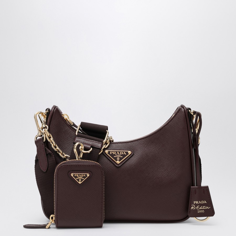 ショルダーバッグ・ポシェット Prada Burgundy Leather Re-Edition 2005 Shoulder Bag Prada Re-Edition 2005 burgundy leather bag | TheDoubleF