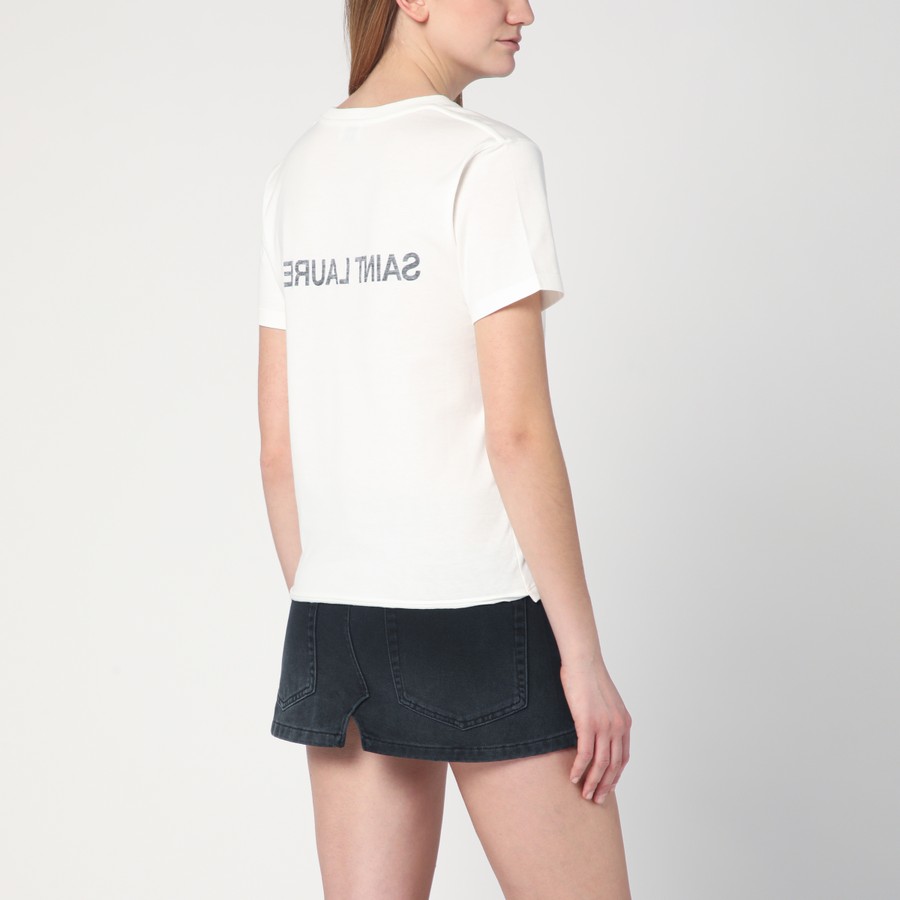Tシャツ・カットソー Saint Laurent TSHIRT (665234Y37AW) Saint Laurent White cotton T-shirt with logo | TheDoubleF