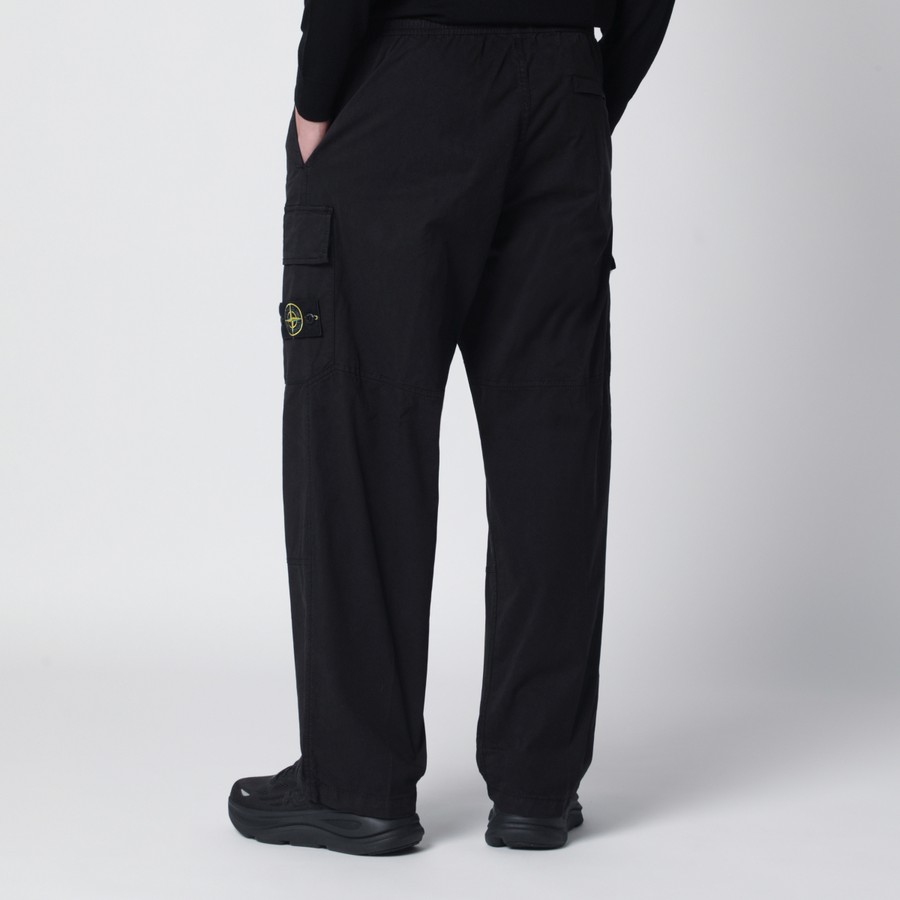 Stone Island Black cotton-blend cargo trousers | TheDoubleF