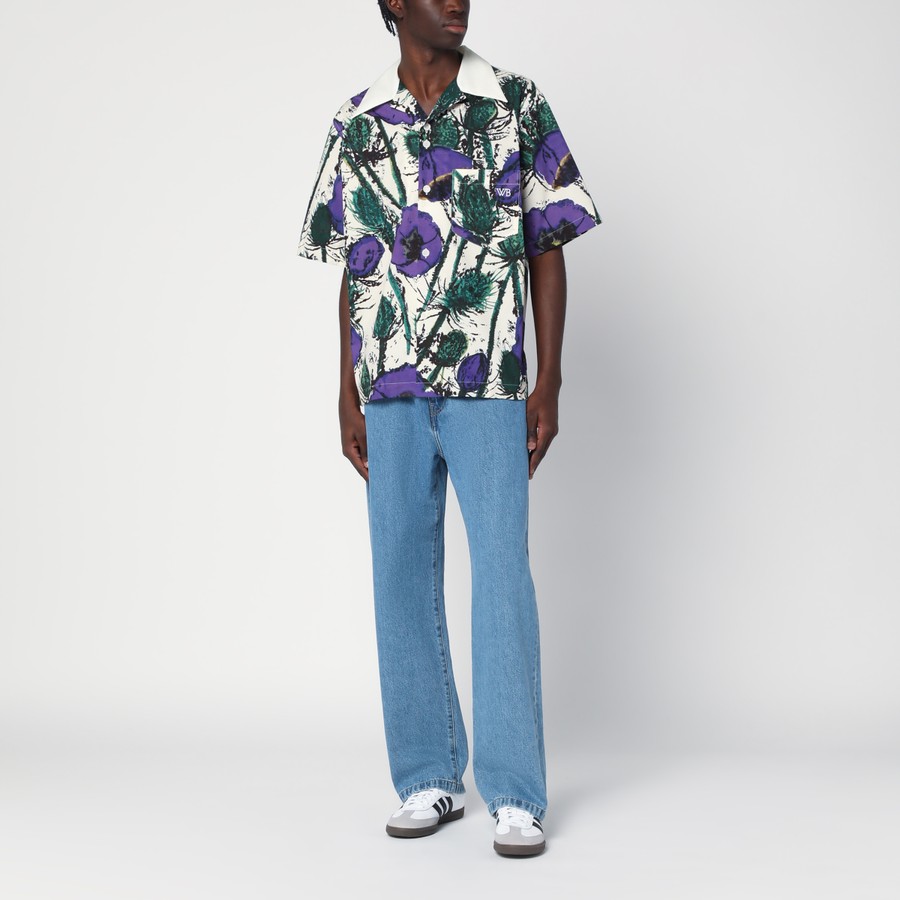 Wales Bonner Highlife bowling shirt with purple print | TheDoubleF