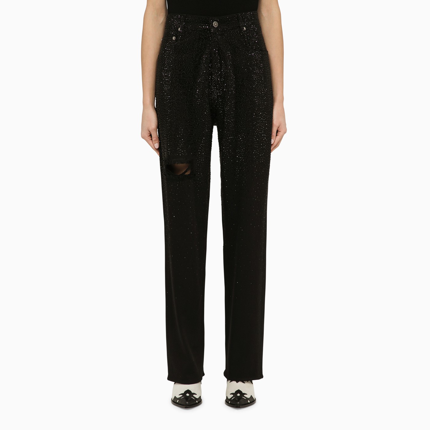 Golden Goose Black denim trousers with crystals | TheDoubleF