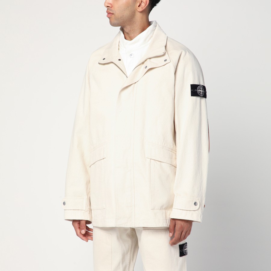 パーカー・フーディ STONE  IVORY PARKA IN COTTON Stone Island Ivory parka in cotton | TheDoubleF