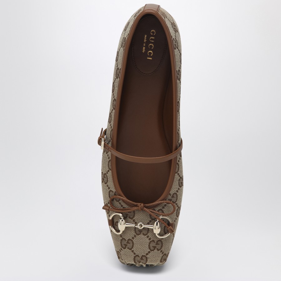 【GUCCI】BALLET HORSEBIT◆814321FAD6C Women's Gucci Horsebit ballet flat in beige and dark brown