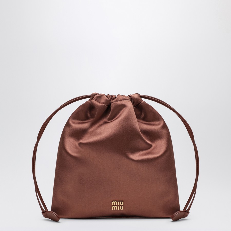 MIU MIU 5NG010049F0324 関税送料込 Miu Miu Cocoa-coloured satin pouch | TheDoubleF