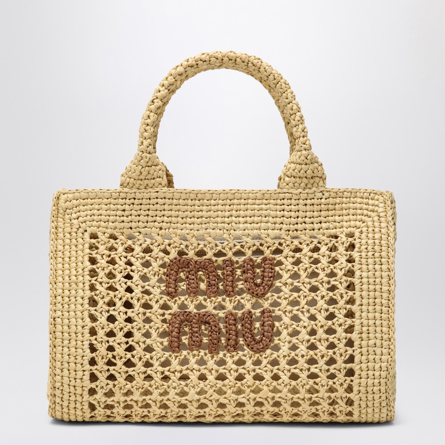 ハンドバッグ Miu Miu Beige and Brown Raffia Handbag Miu Miu Raffia-effect woven handbag for Women - Brown in UAE