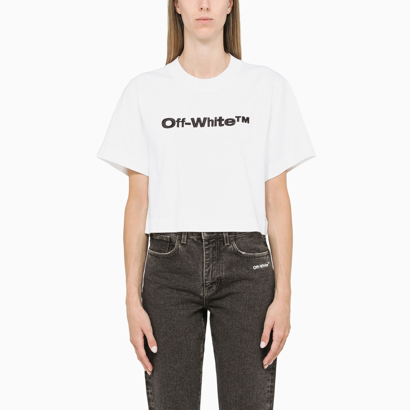 cropped off white t shirt