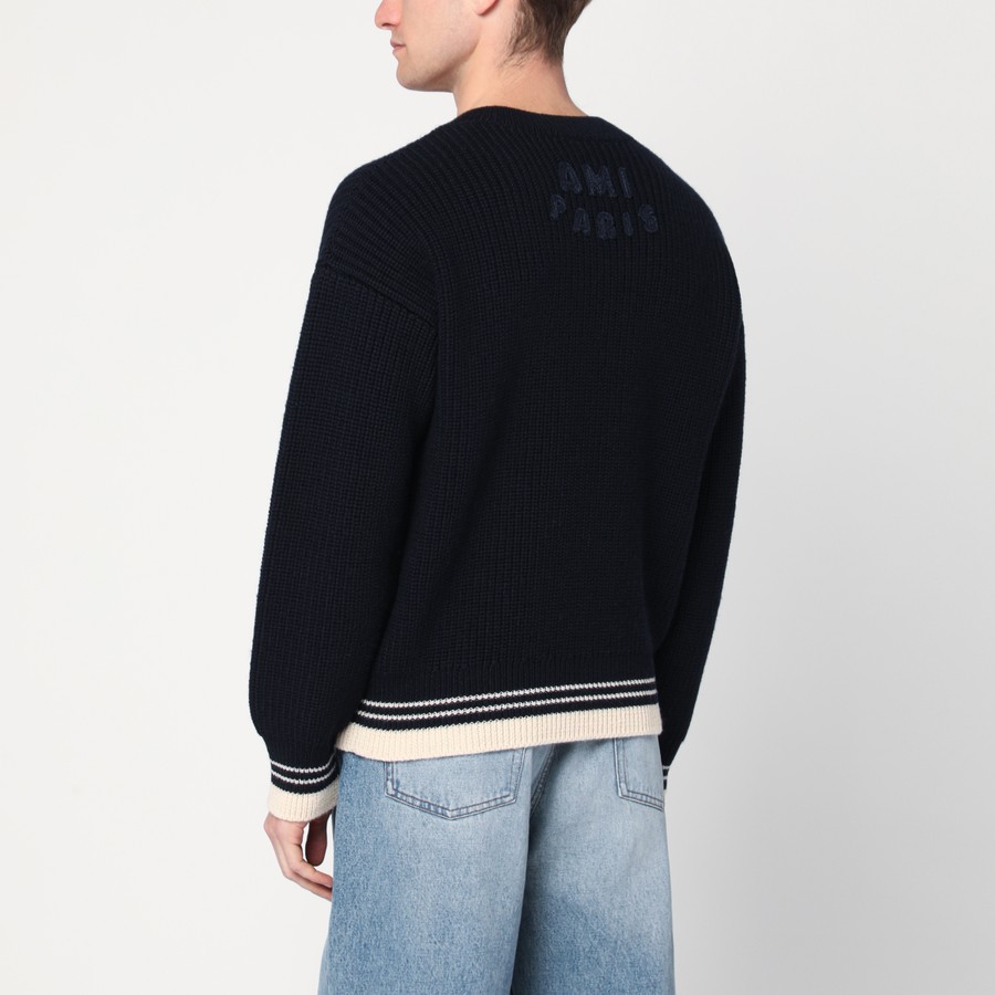 amiparis ネイビー ニット Ami Paris Navy blue Ami de Coeur sweater | TheDoubleF