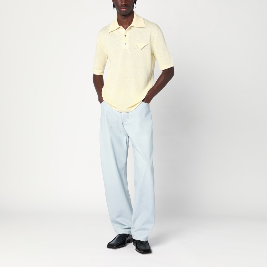 【送料&関税込】Bottega Veneta Light Linen Polo Bottega Veneta® Men's Slim Fit Light Linen Polo in Black