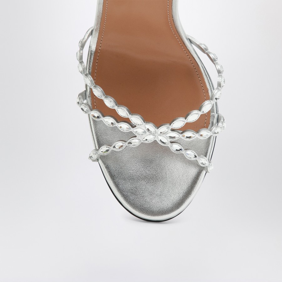 サンダル・ミュール AQUAZZURA SANDAL (LSKHIGS0NPL SILVER) Aquazzura Love Struck silver sandals with crystals | TheDoubleF