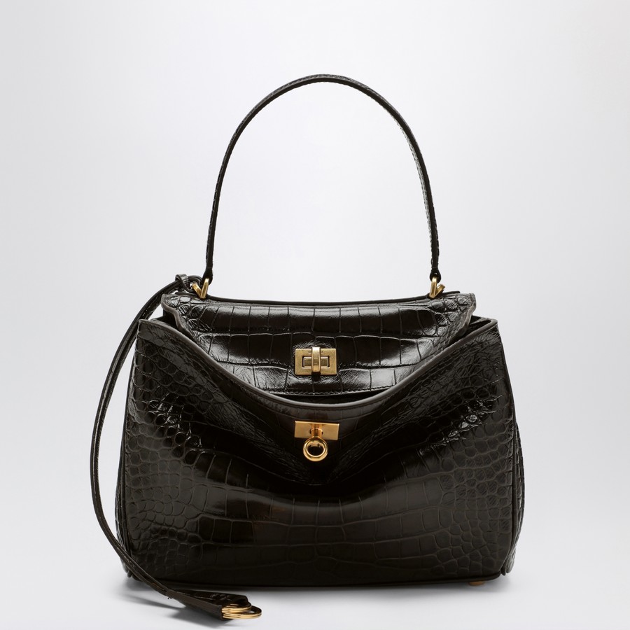 Balenciaga Borsa Rodeo piccola marrone in pelle effetto