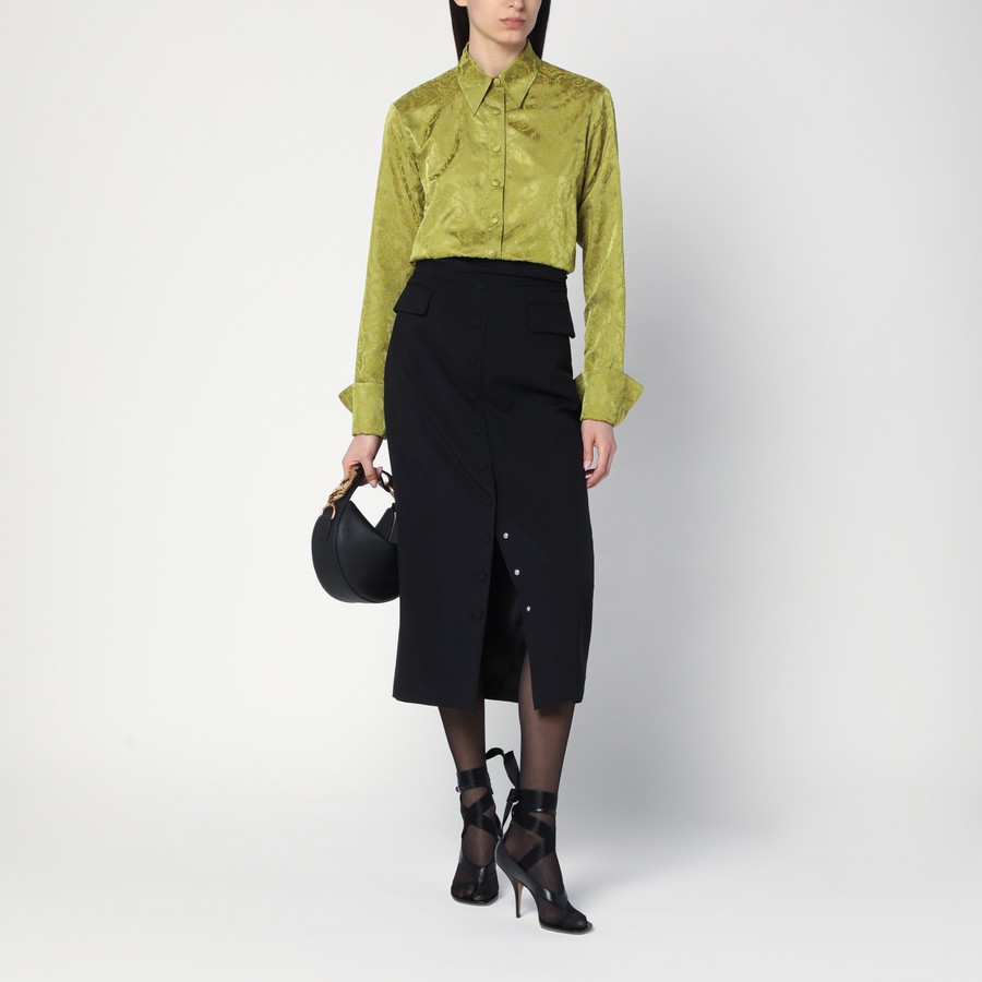 スカート DRIES VAN NOTEN BLACK WOOL AND MOHAIR MIDI SKIRT Dries Van Noten Black wool and mohair midi skirt | TheDoubleF