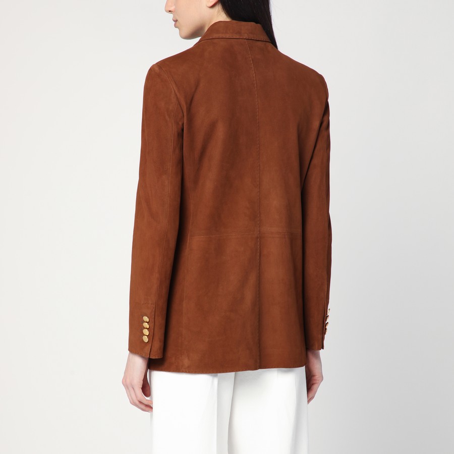 Tagliatore Cognac-coloured double-breasted jacket in leather